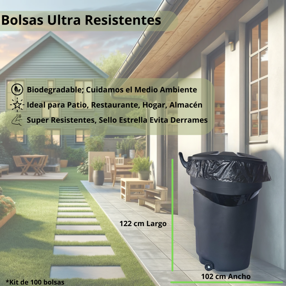 Foto 4 pulgar | Bolsas de Basura Cronos Biodegradables Negras 100 Piezas 102 X 122 cm