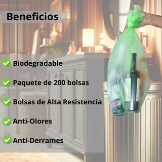 Foto 4 | Bolsas de Basura Cronos Biodegradables Verdes 7-10 Galones