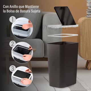 Foto 6 | Magma Life Set De 3 Botes De Basura De Plástico Magma Life, Capacidad 11 Litros, Tamaño 22x15.5x33 Cm, Resiste