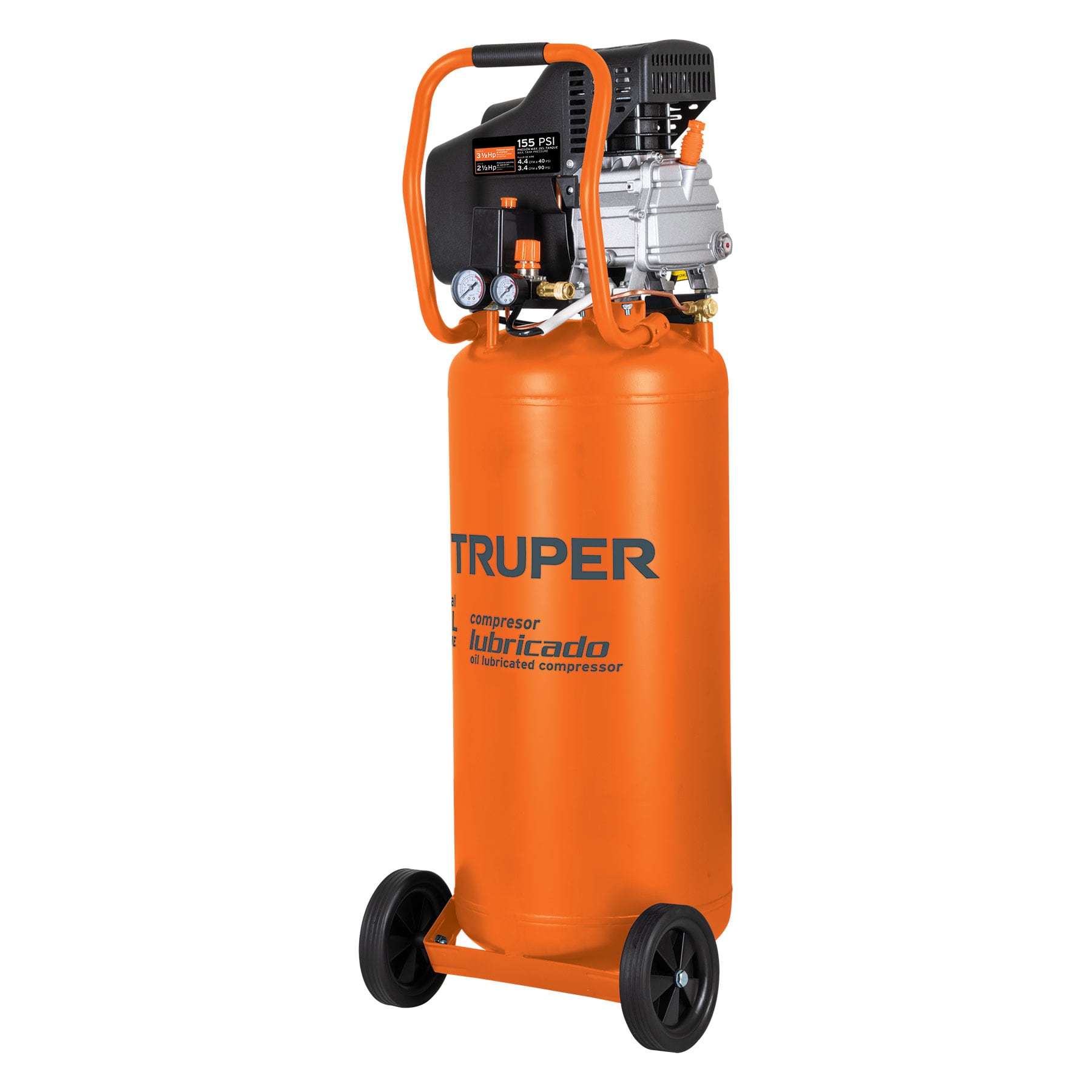 Compresor Truper 15656 color Naranja Vertical Capacidad de 80 L 3-1/2 HP Potencia Máxima de 127 V