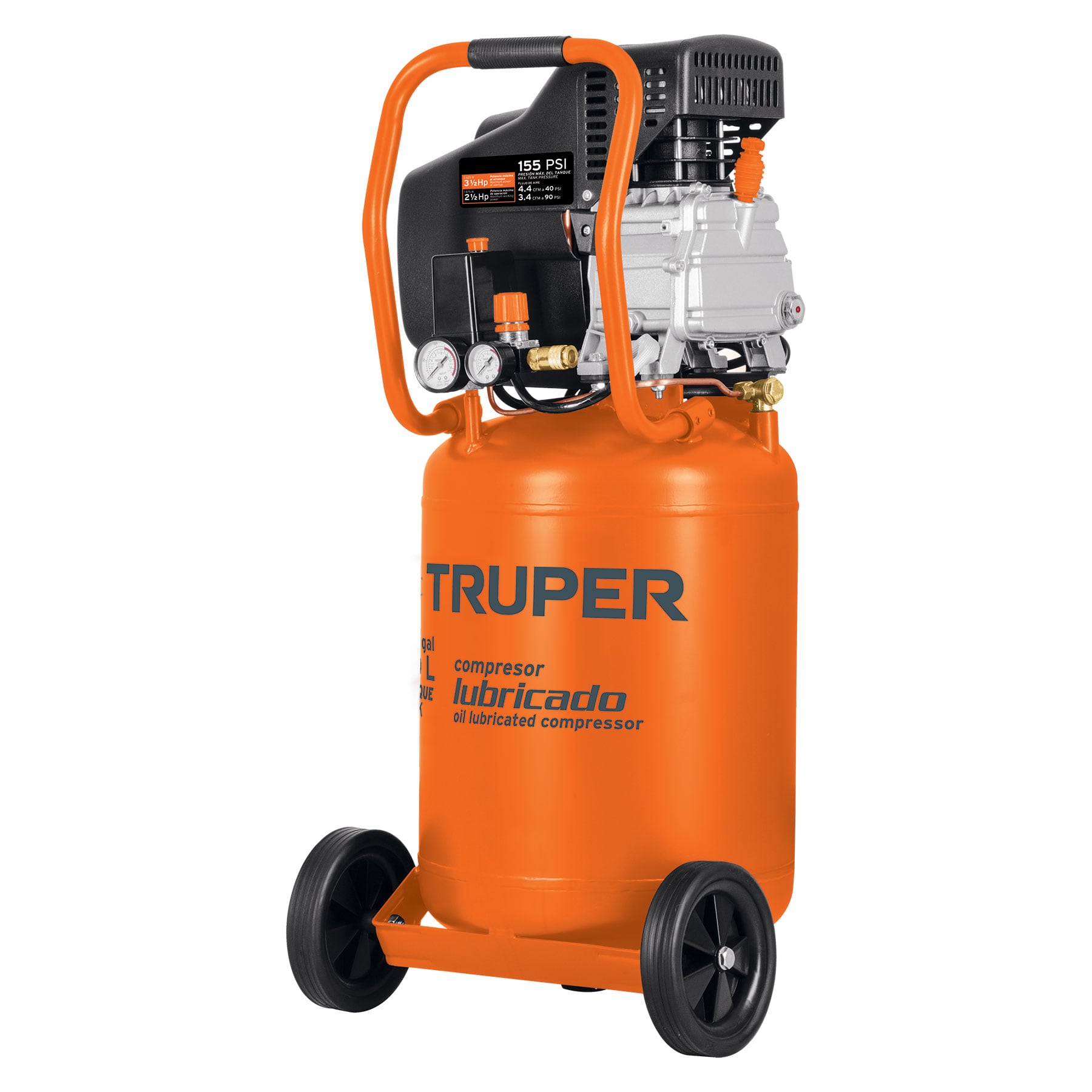 Foto 1 | Compresor Truper Vertical 19360 color Naranja 50 L 3-1/2 HP Potencia Máxima de 127 V