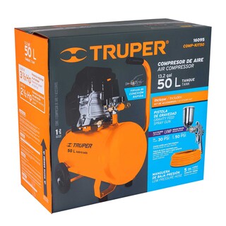 Foto 4 | Kit de Compresor Truper 50L 3-1/2 HP Manguera de PVC Pistola
