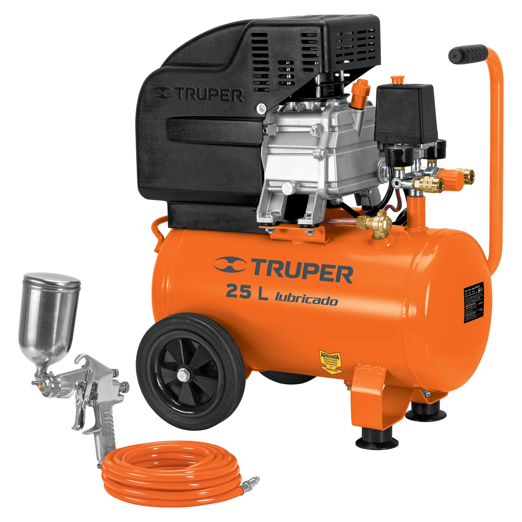 Kit de Compresor Truper 100300 color Naranja 25L 3 HP Manguera de PVC Pistola