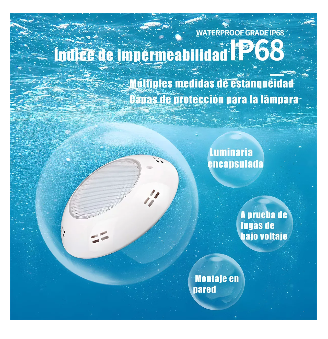 Foto 4 pulgar | Lámpara para Alberca Belug con Control Remoto RGB Multicolor 35w Blanco