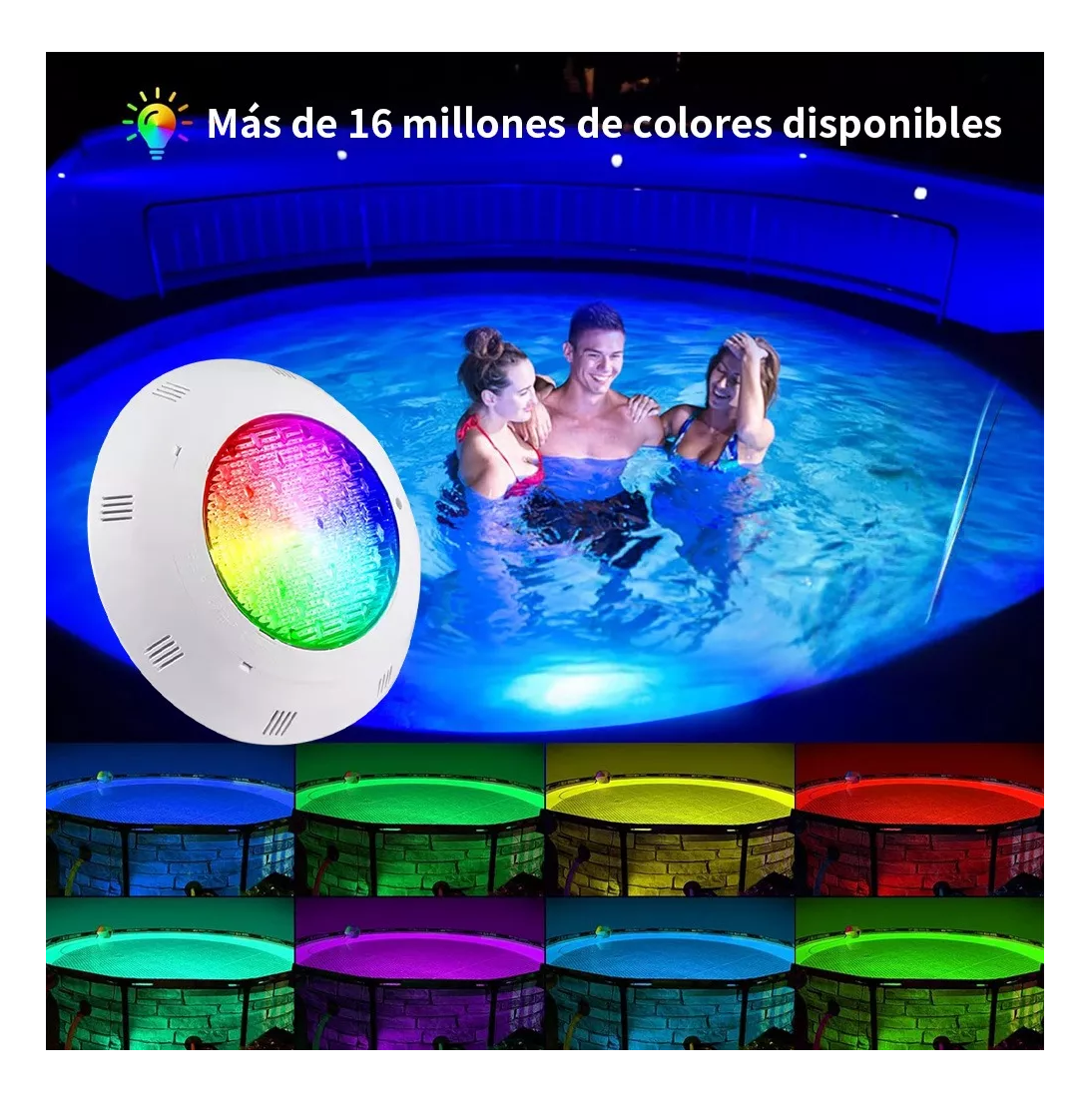 Foto 4 pulgar | Lámpara Sumergible de Piscina Bluetooth 24w Rgb Blanco