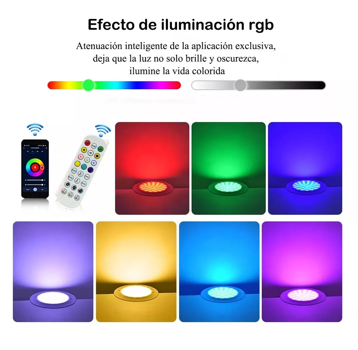 Foto 5 pulgar | Lámpara Sumergible de Piscina Bluetooth 24w Rgb Blanco