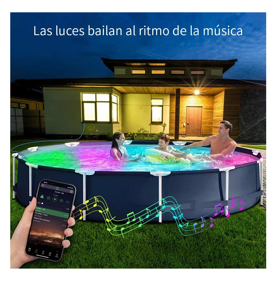 Foto 6 pulgar | Lámpara Sumergible de Piscina Bluetooth 24w Rgb Blanco