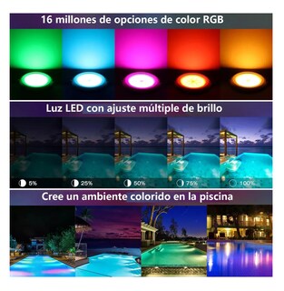 Foto 3 | Luces Para Alberca Ultra Delgado 12v18w Rgb Con Remoto Y App Plata