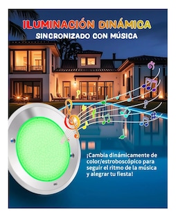 Foto 5 | Luces Para Alberca Ultra Delgado 12v18w Rgb Con Remoto Y App Plata