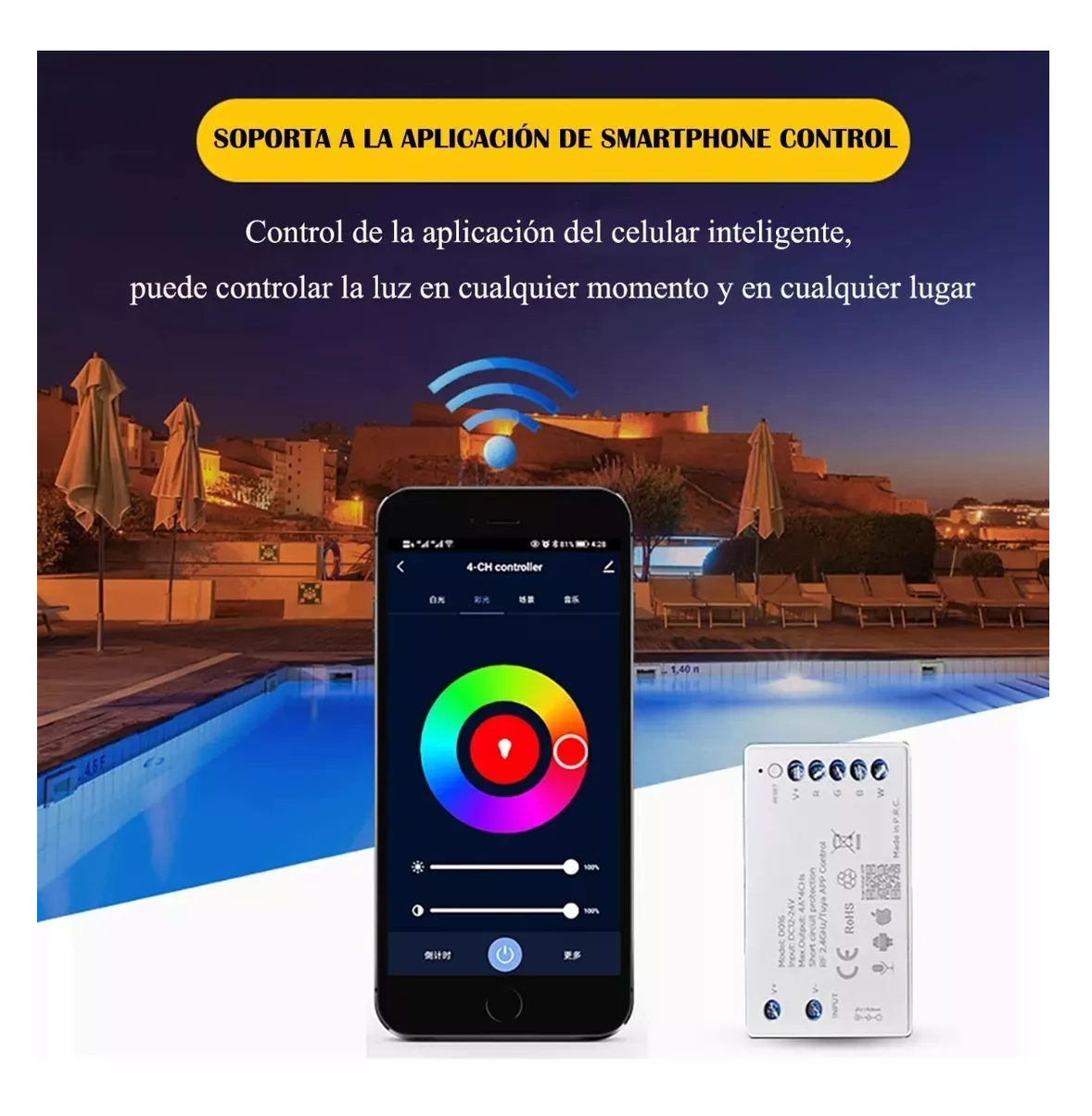 Foto 5 pulgar | Luces Para Alberca Belug Ultra Delgado 12v18w Rgb Con Remoto Y App Plata