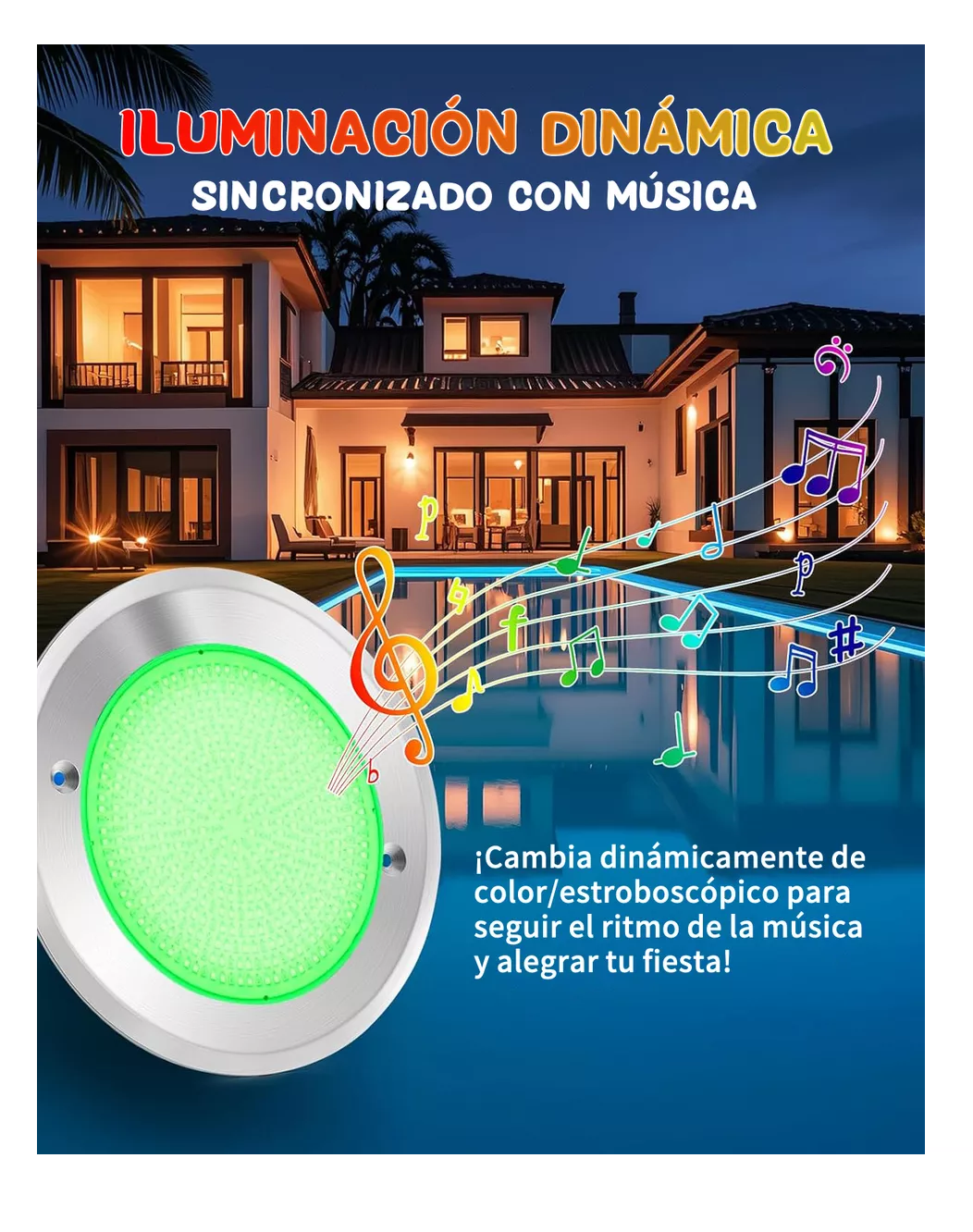 Foto 6 pulgar | Luces Para Alberca Belug Ultra Delgado 12v18w Rgb Con Remoto Y App Plata