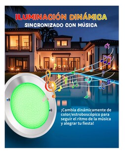 Foto 5 | Luces Para Alberca Belug Ultra Delgado 12v18w Rgb Con Remoto Y App Plata