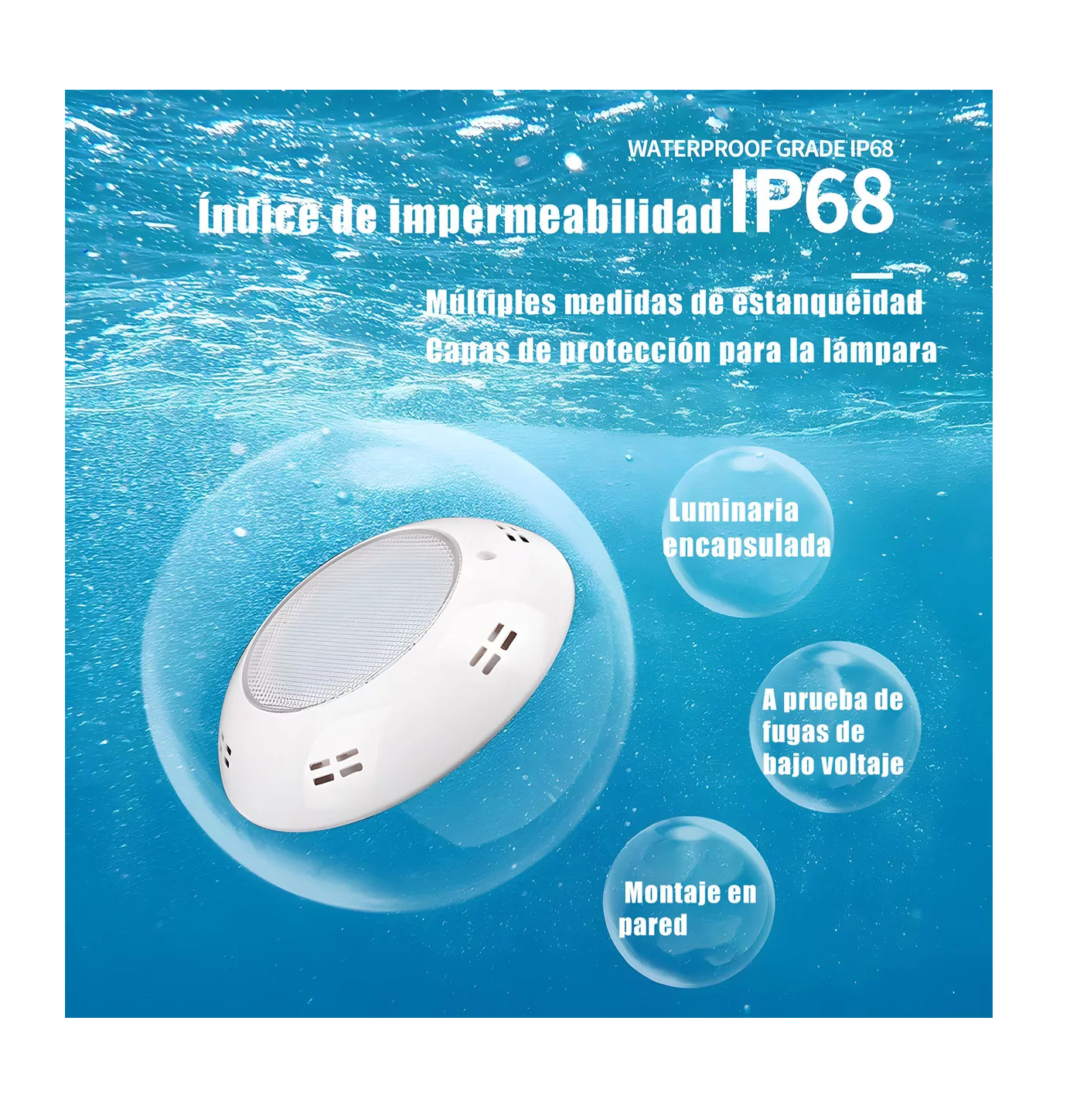 Foto 4 pulgar | Lámpara para Alberca Control Remoto RGB Multicolor 35w Blanca