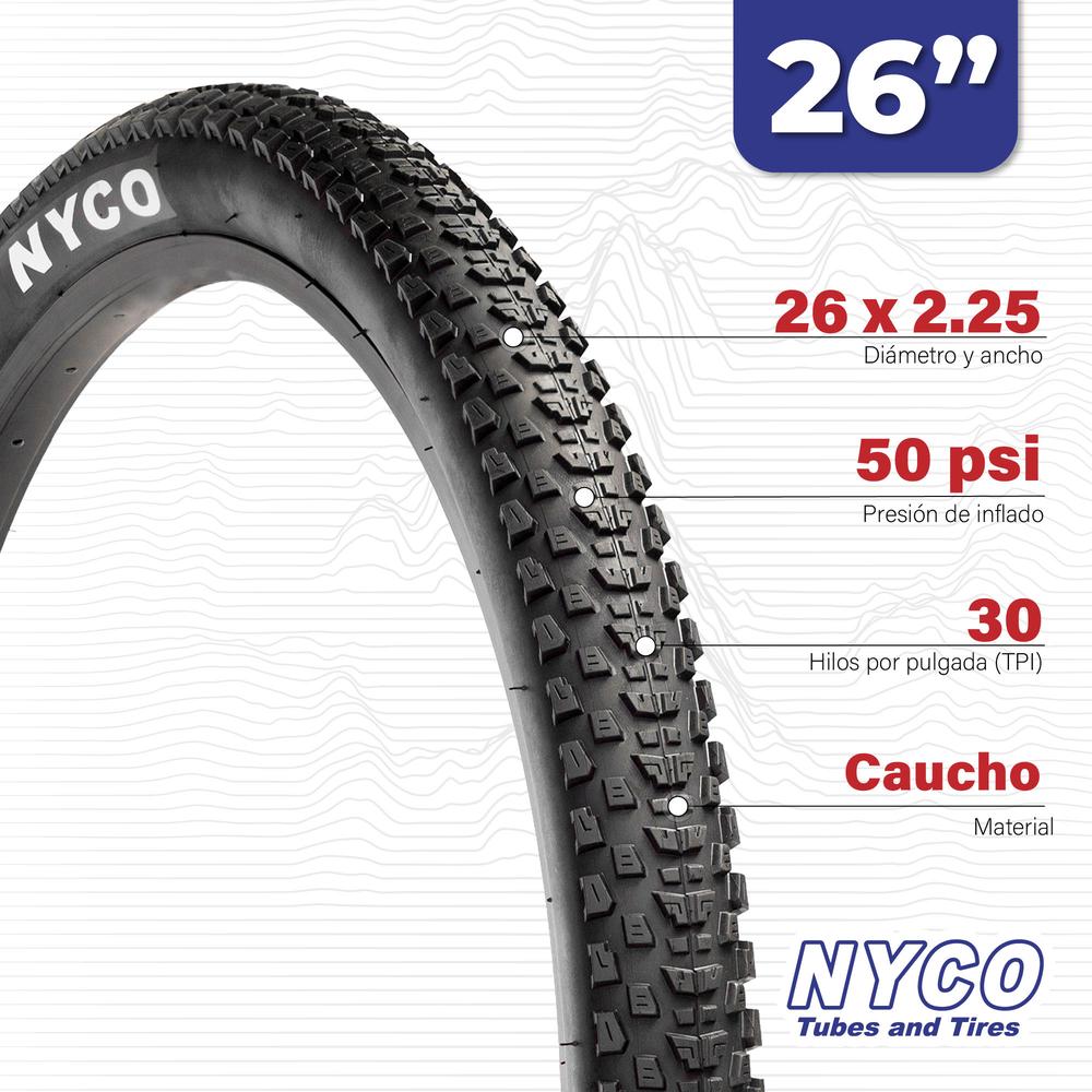 Foto 3 pulgar | Llanta para Bicicleta Nyco 26 x 2.25 Hy188 26 Negro