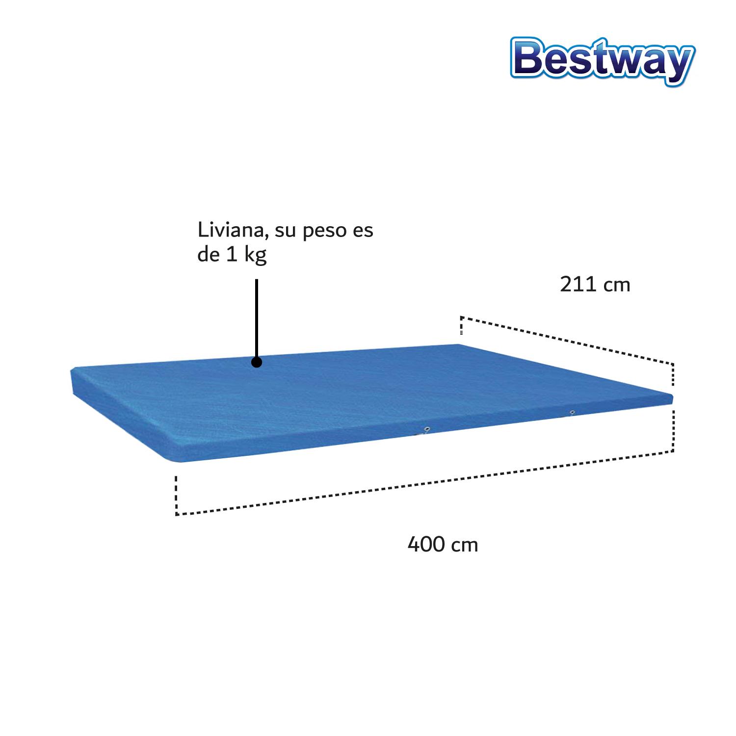 Foto 6 pulgar | Cubierta Cobertor de Piscina Alberca Rectangular 4m Bestway color Azul