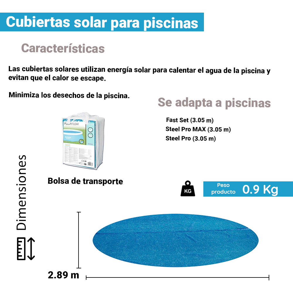 Foto 3 | Cubierta Solar Circular color Azul 305 cm de Burbuja PE Resistente