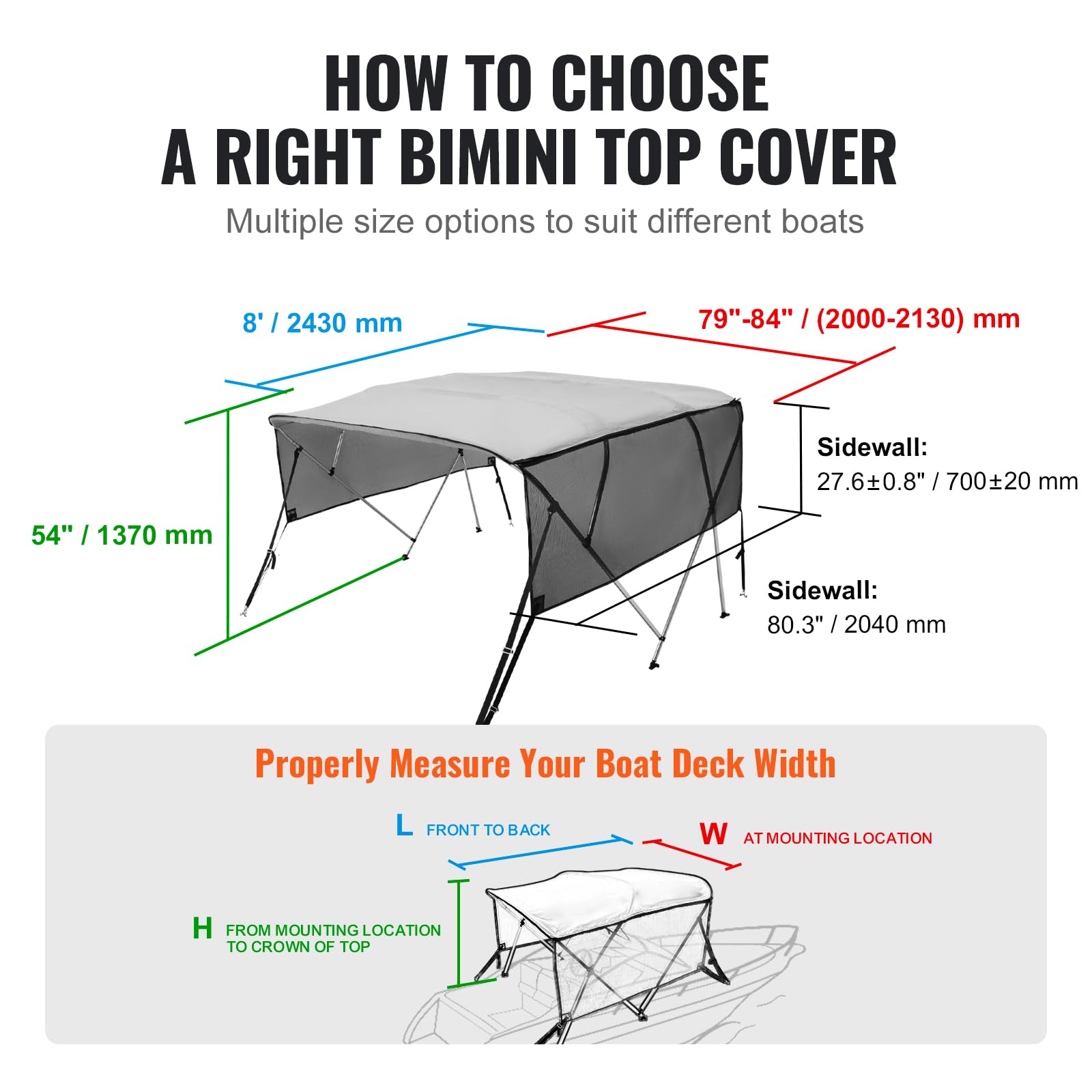 Foto 7 pulgar | Funda Para Barco Bimini Top Vevor 4 Bow De 8 Pies X 1,37 M X 2 M, Gris Claro - Venta Internacional.