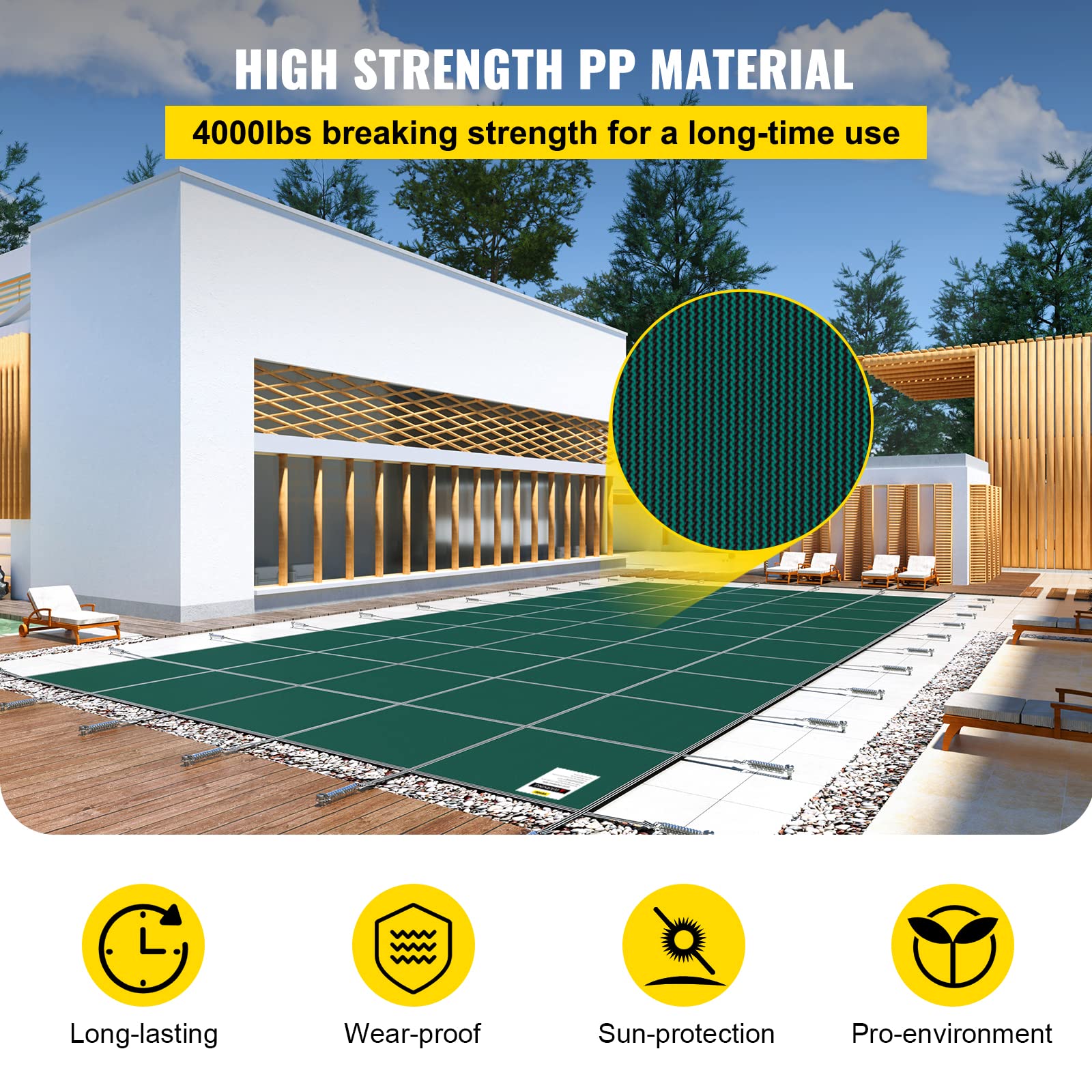 Foto 4 pulgar | Cubierta de Seguridad para Piscina Enterrada Vevor 4.3 x 8.5 m Verde - Venta Internacional