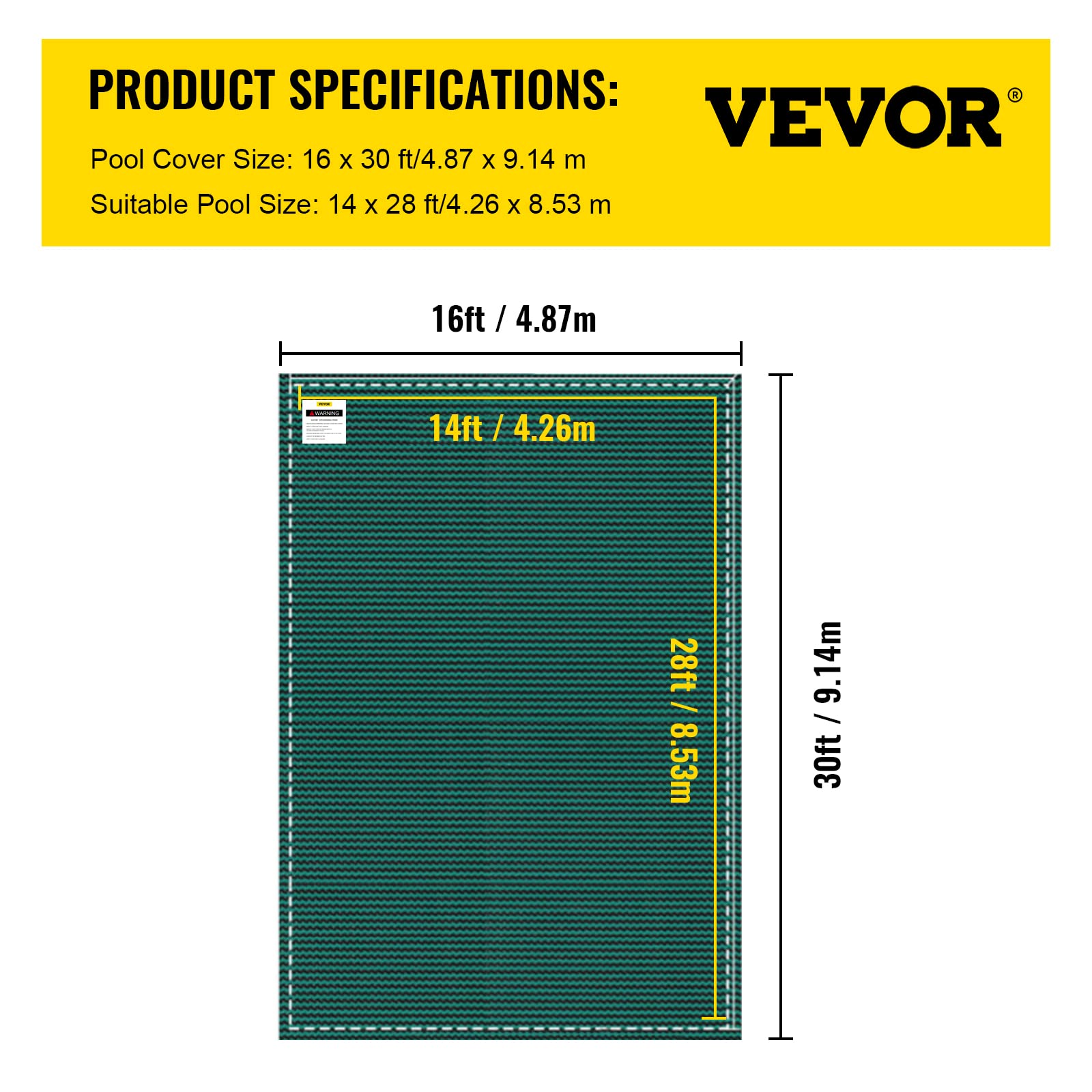 Foto 8 pulgar | Cubierta de Seguridad para Piscina Enterrada Vevor 4.3 x 8.5 m Verde - Venta Internacional