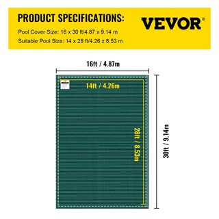Foto 7 | Cubierta de Seguridad para Piscina Enterrada Vevor 4.3 x 8.5 m Verde - Venta Internacional