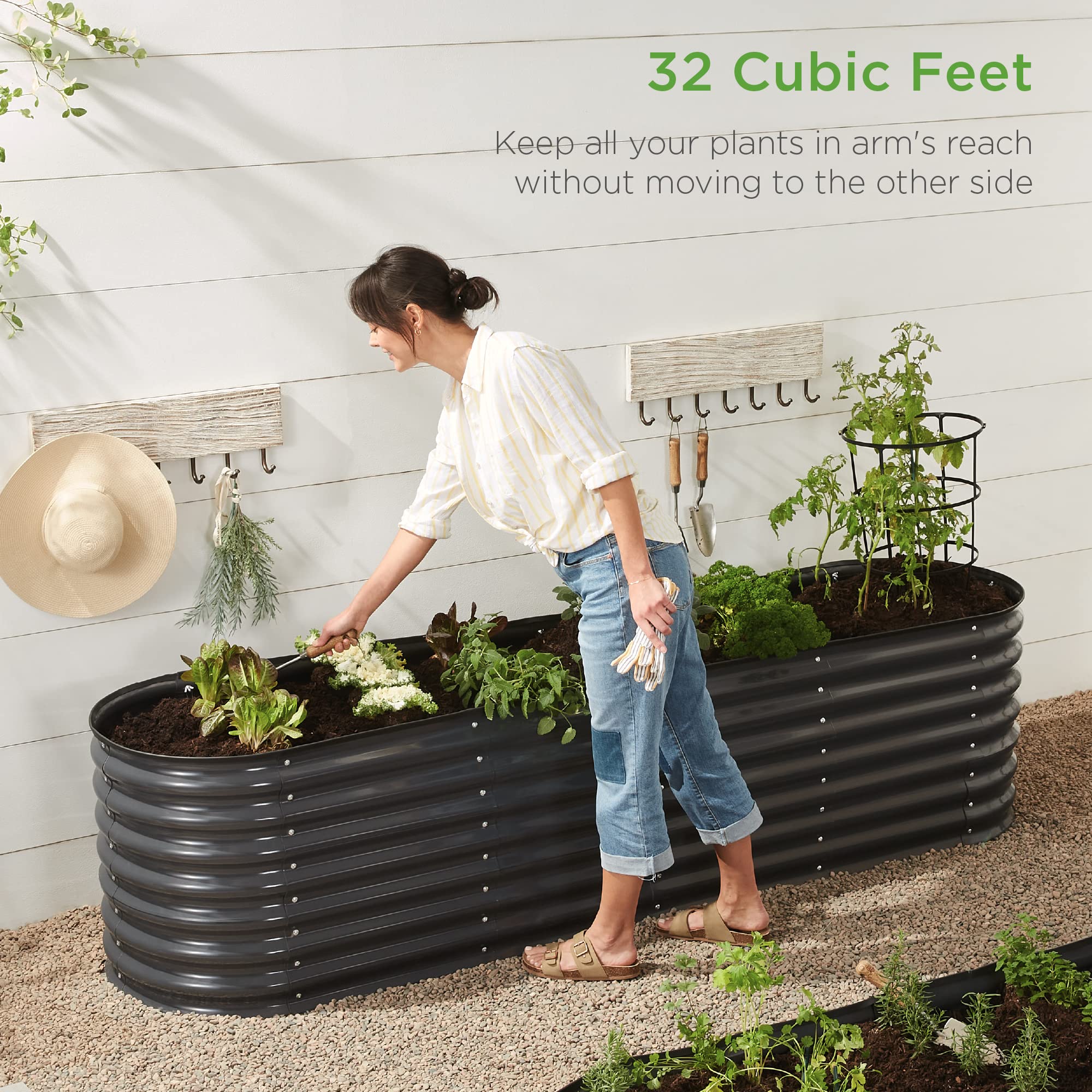 Foto 5 pulgar | Cama De Jardín Elevada De Metal Best Choice, 8 X 2 Pies, 215 Galones, Color Carbón - Venta Internacional.