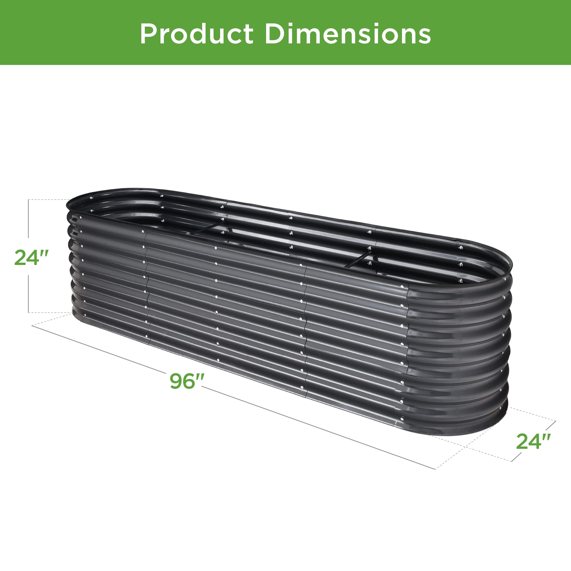 Foto 8 pulgar | Cama De Jardín Elevada De Metal Best Choice, 8 X 2 Pies, 215 Galones, Color Carbón - Venta Internacional.