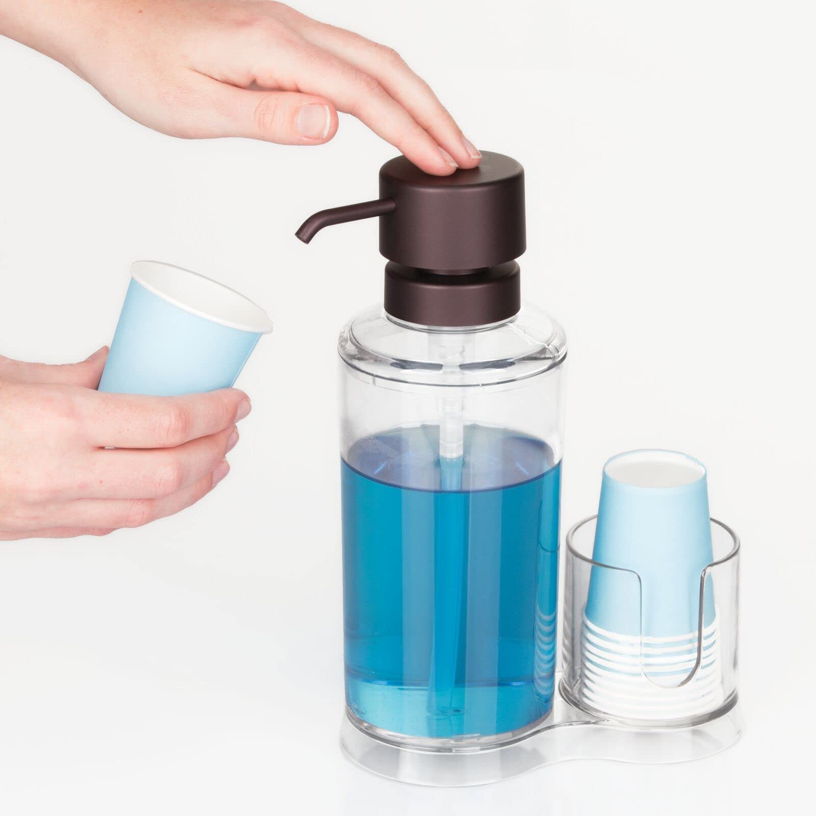 Foto 4 | Dispensador De Enjuague Bucal Mdesign Recargable Con 8 Vasos De Papel De Plástico - Venta Internacional.