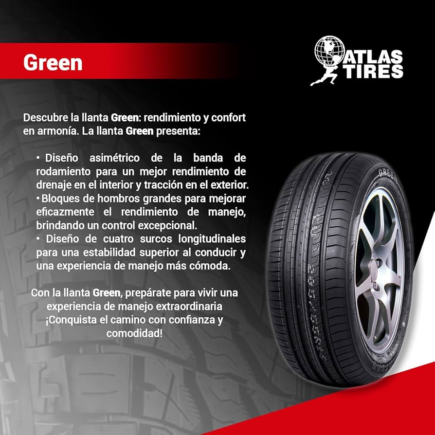 Foto 3 pulgar | Paquete De 2 Llantas 195 60 R15 Atlas Green 88v