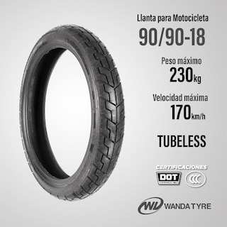 Foto 2 | Set De Llantas Para Motocicleta Wanda 90/90-18 Tubeless 57r P822 Color Negro