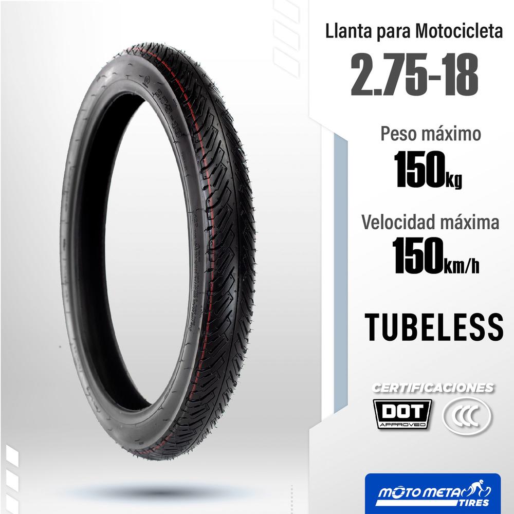 Foto 3 pulgar | Llanta para Moto 2.75-18 Tubeless Motometa