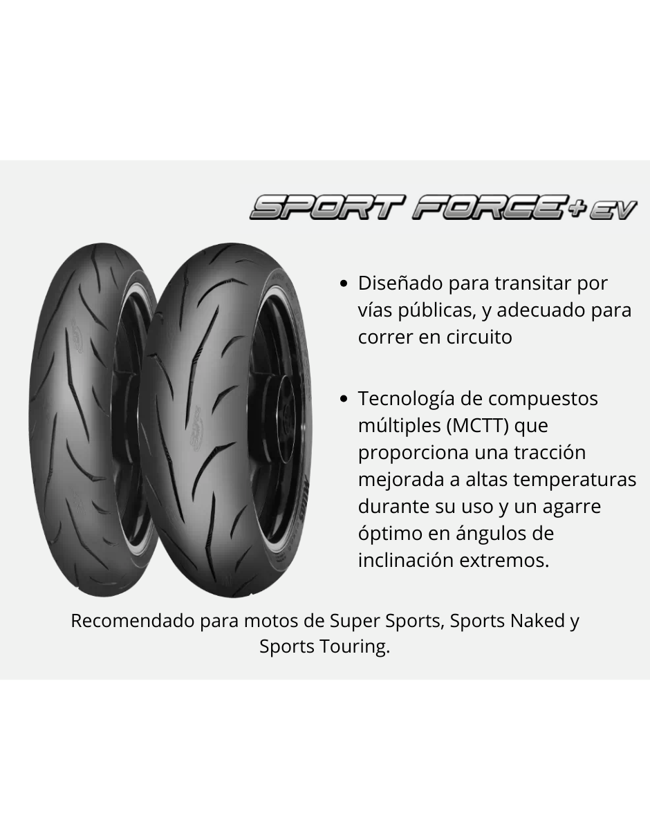 Foto 4 pulgar | Llanta Mitas Delantera 120/70zr17 Tl 58w Sport Force + Ev