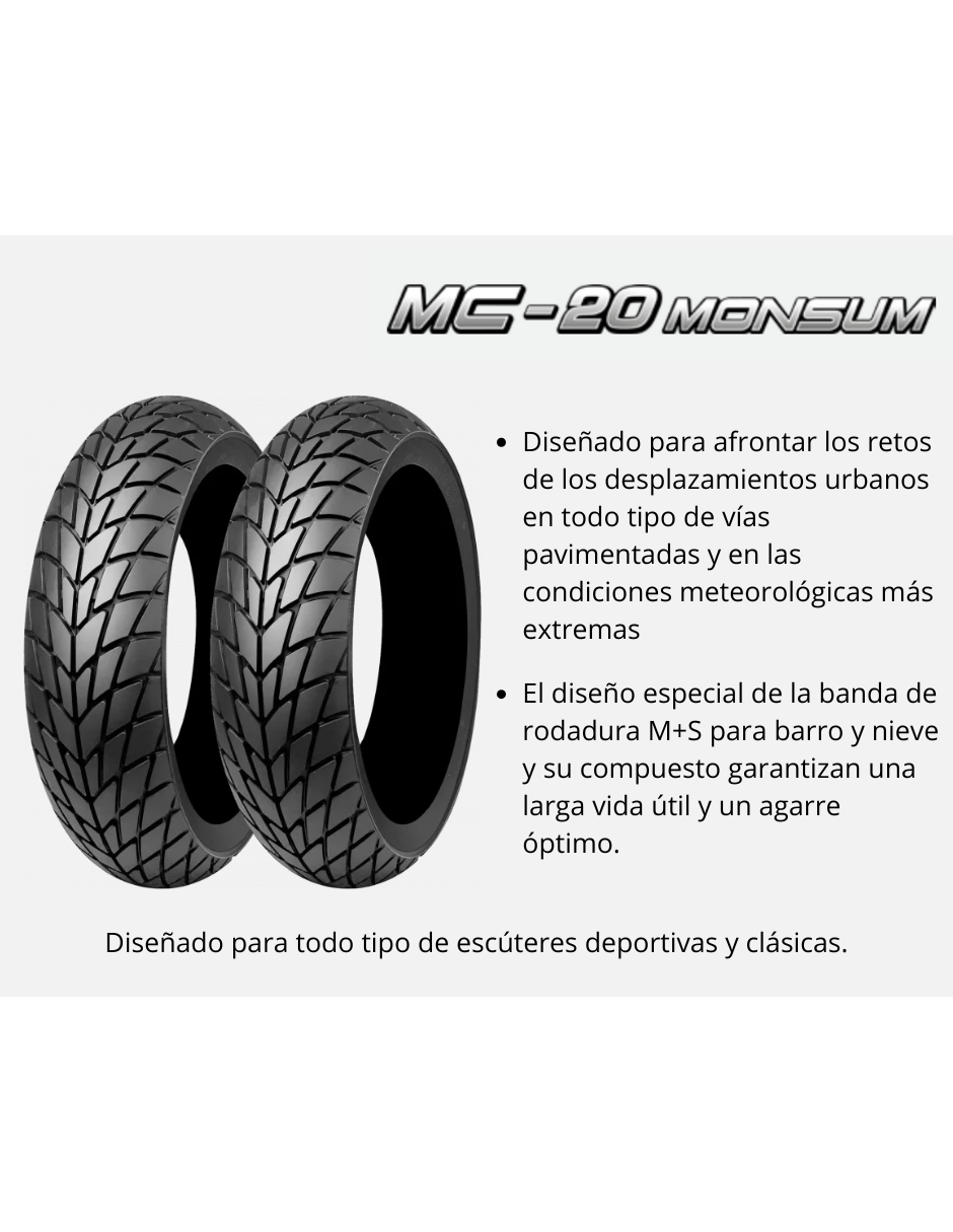 Foto 5 pulgar | Llanta Mitas Mc-20 Monsum 90/90-12 Tl 54j F/r