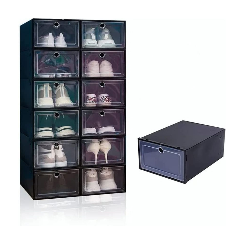 Foto 2 pulgar | Practiksa Kit De 12 Cajas Organizadoras Para Calzado Zapados Tenis Zapatillas Zapatera Apilable Color Negro