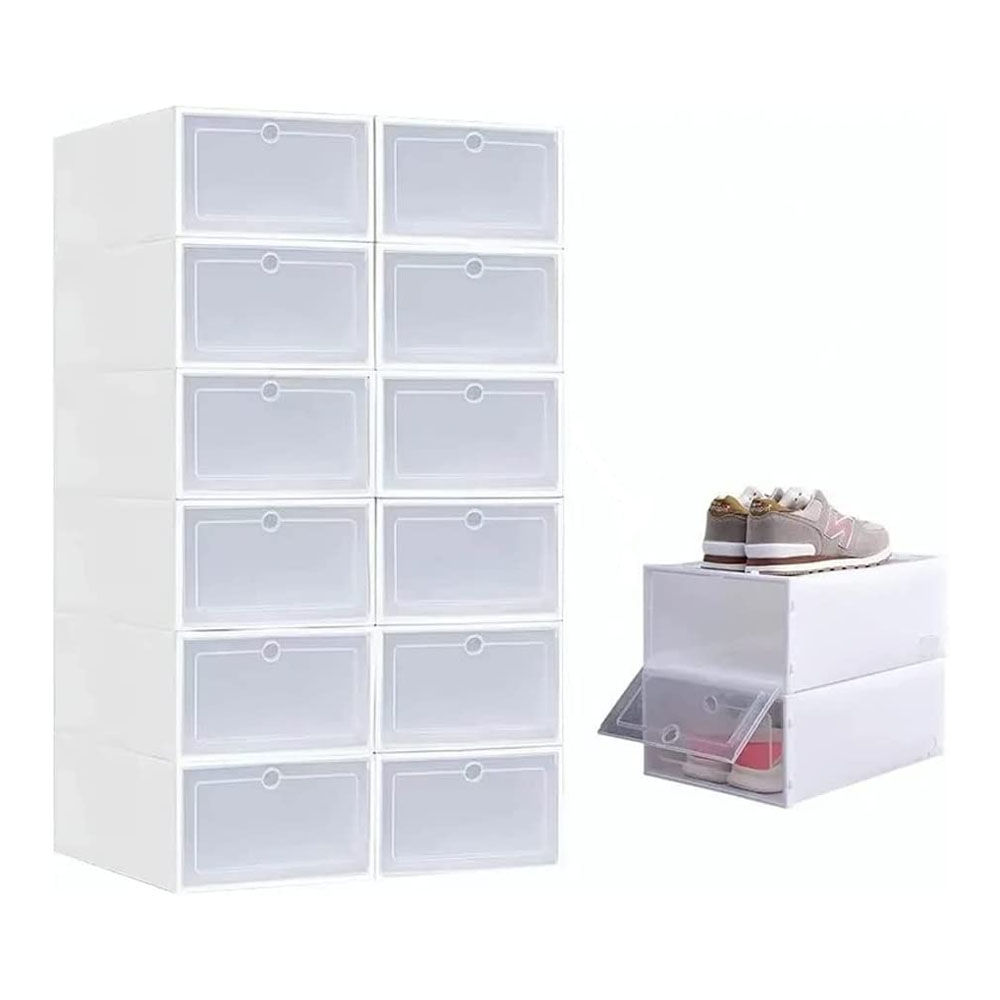 Kit de 12 Cajas Organizadoras Practiksa Blancas Apilables para Calzado