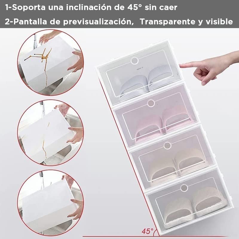 Foto 3 | Practiksa Kit De 6 Cajas Organizadoras Para Calzado Zapados Tenis Zapatillas Zapatera Apilable Color Blanco