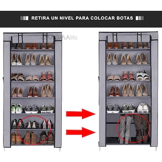 Foto 7 | Zapatera Con Cubierta Magmalife 7 Niveles color Gris Organizador De Zapatos