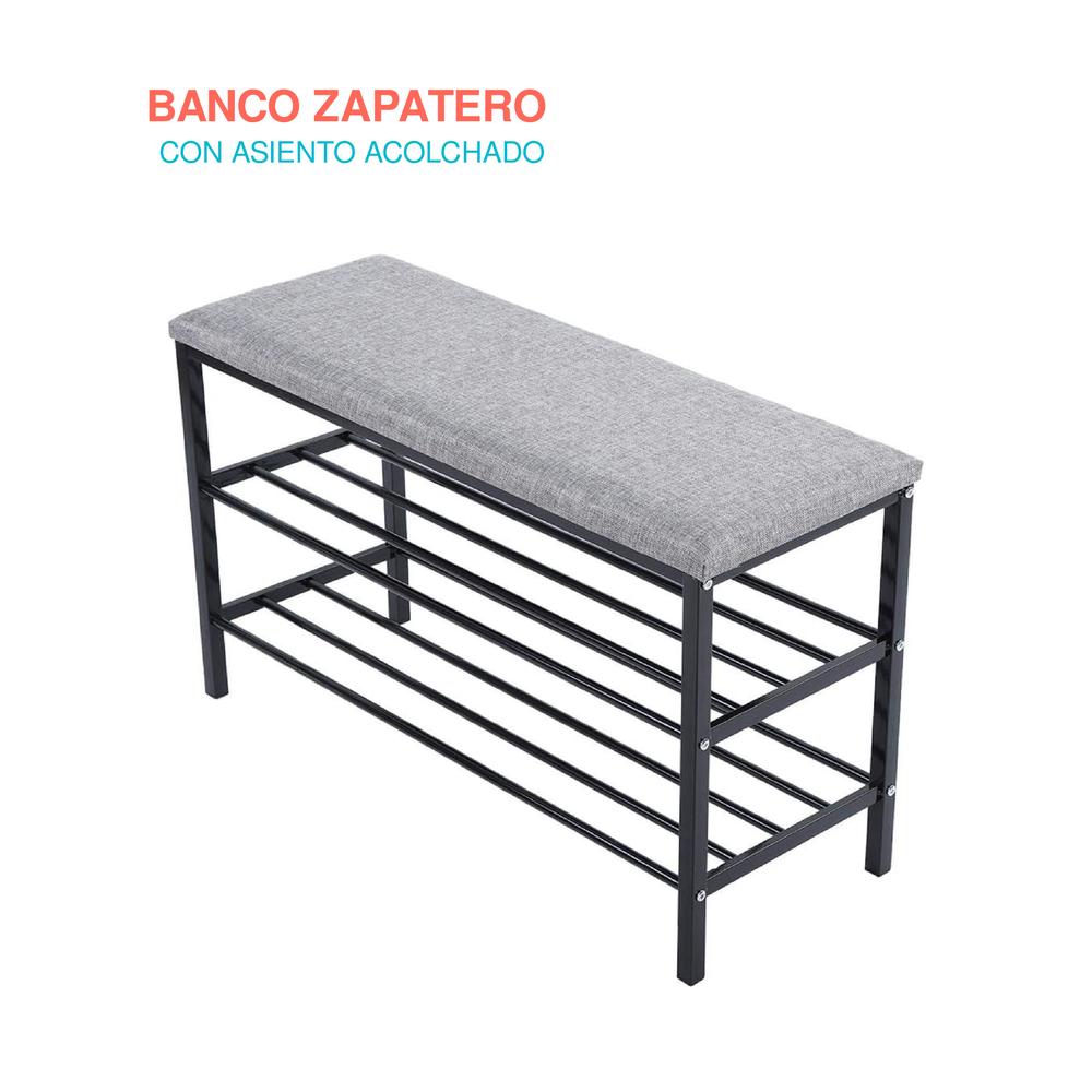 Foto 2 pulgar | Banco Zapatero Negro 80cm