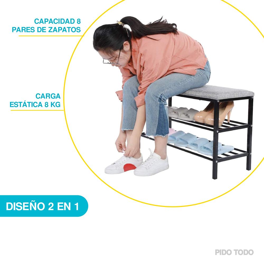 Foto 5 | Banco Zapatero Negro 80cm