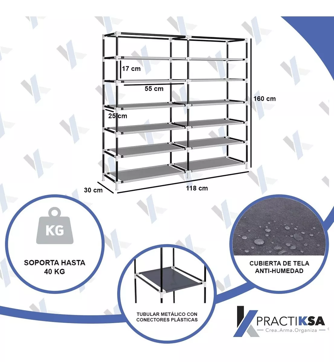 Foto 2 | Zapatera Mueble Practiksa para Zapatos Organizador con Varios Compartimientos color Gris