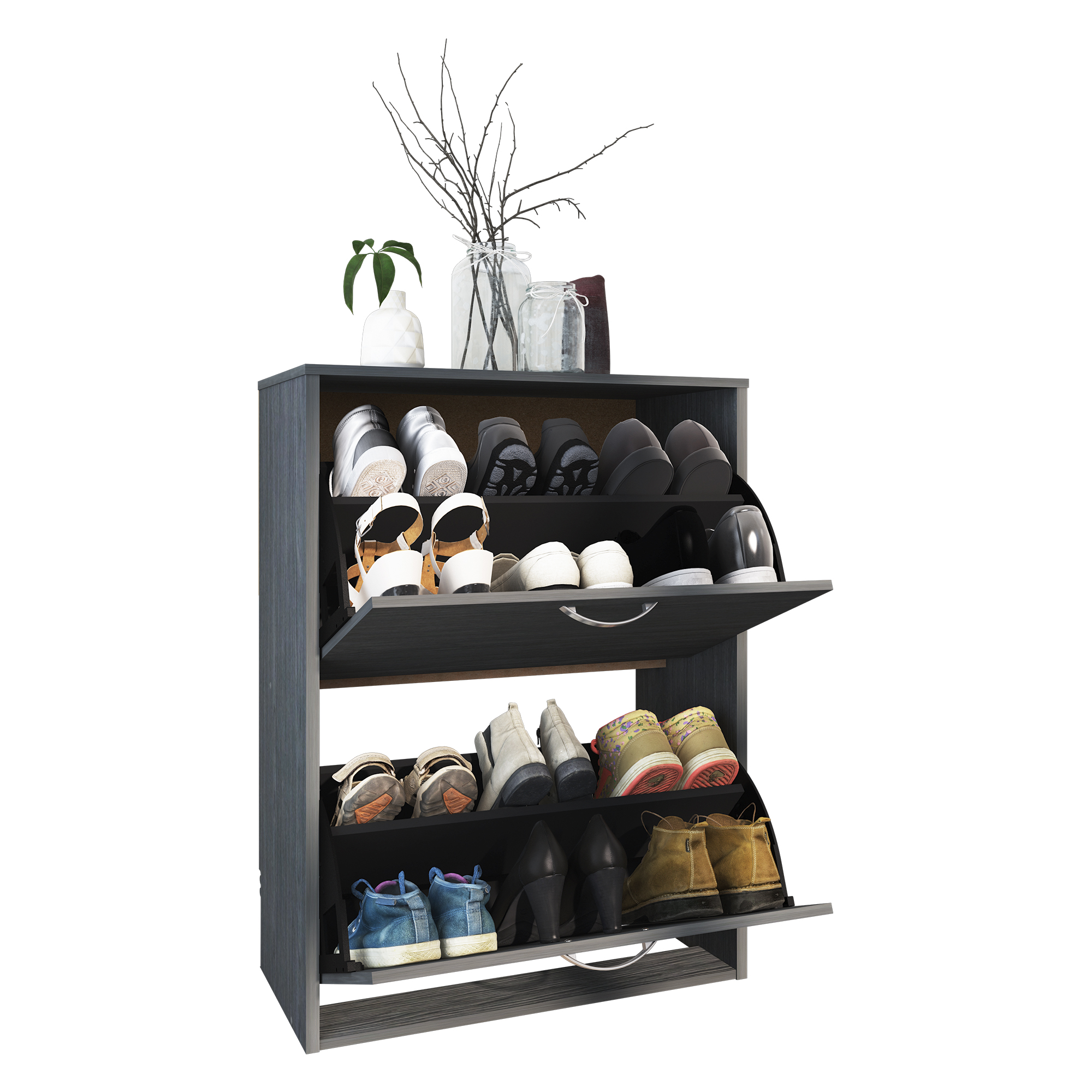 Foto 3 pulgar | Zapatera Playcon OZAP2GR Gris Texturizada 60 X 81 cm