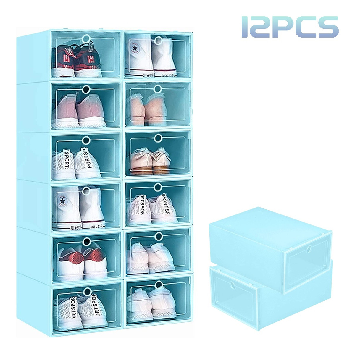 Foto 1 | 12pcs Organizadores Apilables Para Zapatos Cajas De Plastico, Azul