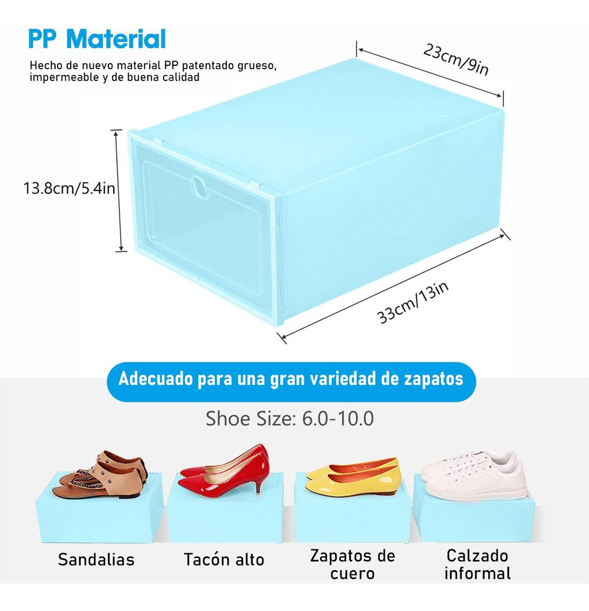 Foto 3 pulgar | 12pcs Organizadores Apilables Para Zapatos Cajas De Plastico, Azul