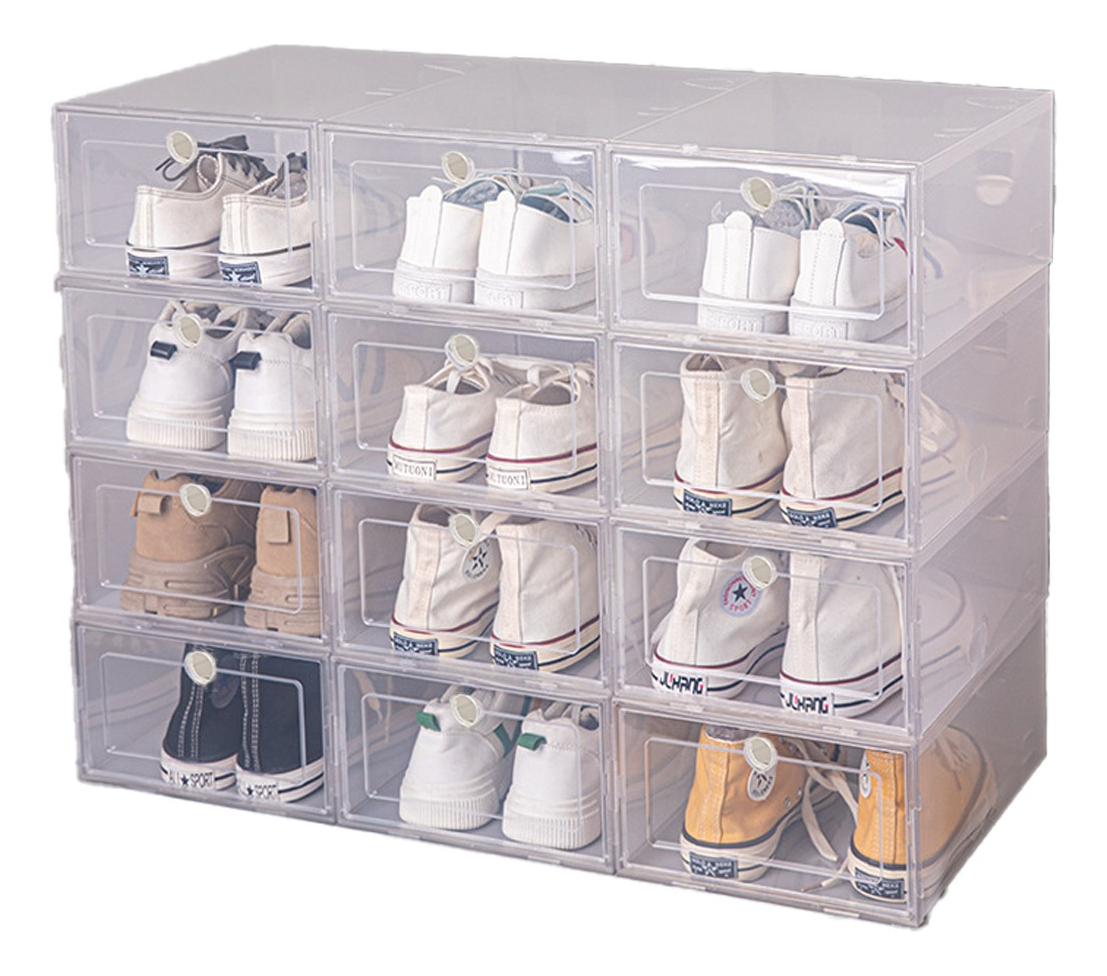 12pcs Organizadores Apilables Para Zapatos Cajas De Plastico, Transparente