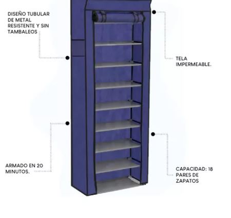 Foto 3 pulgar | Zapatera Organizador Armable Multiusos, Azul