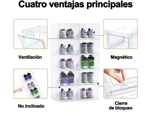 Foto 3 pulgar | Juego De Zapateros Apilables Transparentes Multiusos, 8 Pzs Transparentes