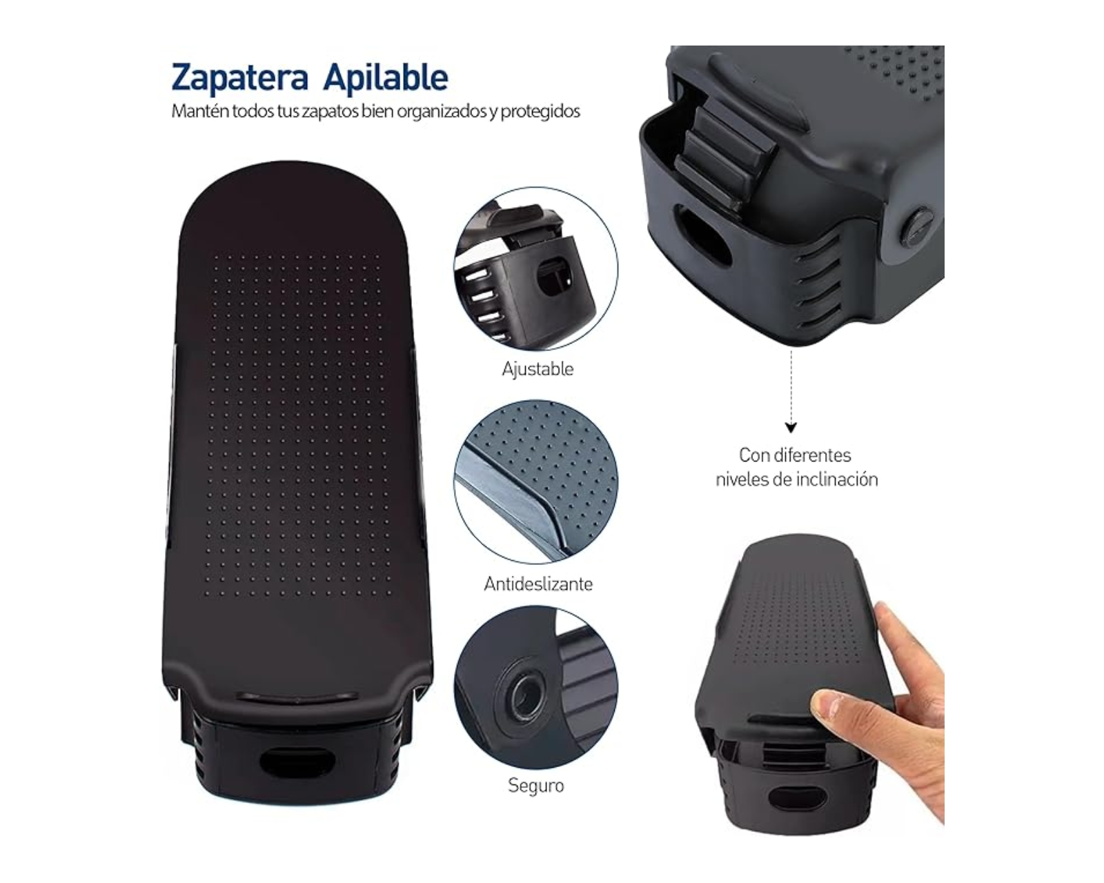 Foto 4 pulgar | Zapatera Bluelander Con 4 Niveles De Inclinación 40 Piezas Negro