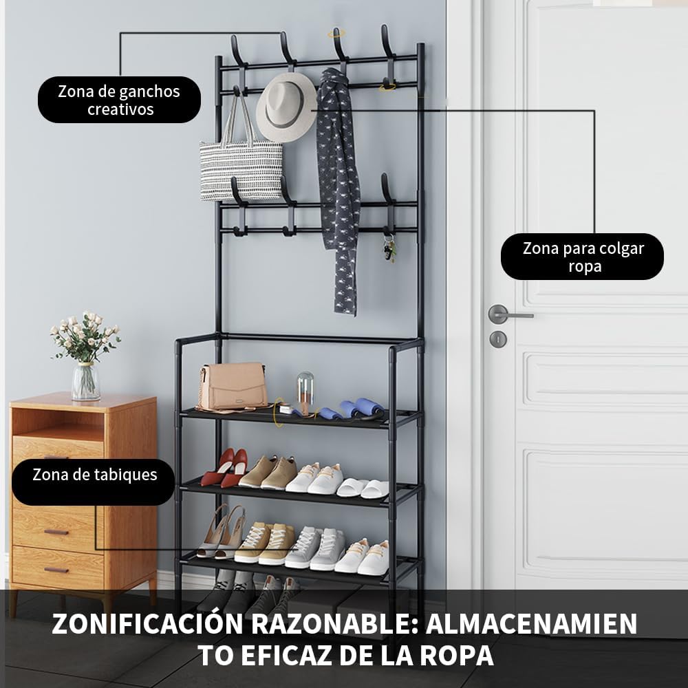 Foto 4 pulgar | Zapatera 5 Pisos Con Perchero