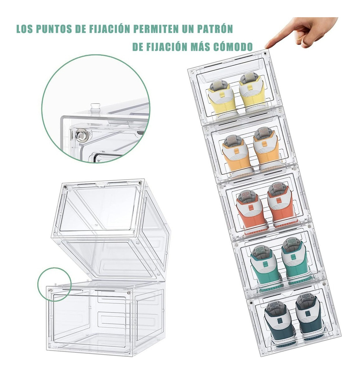 Foto 4 pulgar | Cajas De Zapatos Apilables Organizador Transparente 10 Piezas