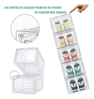 Foto 3 | Cajas De Zapatos Apilables Organizador Transparente 10 Piezas