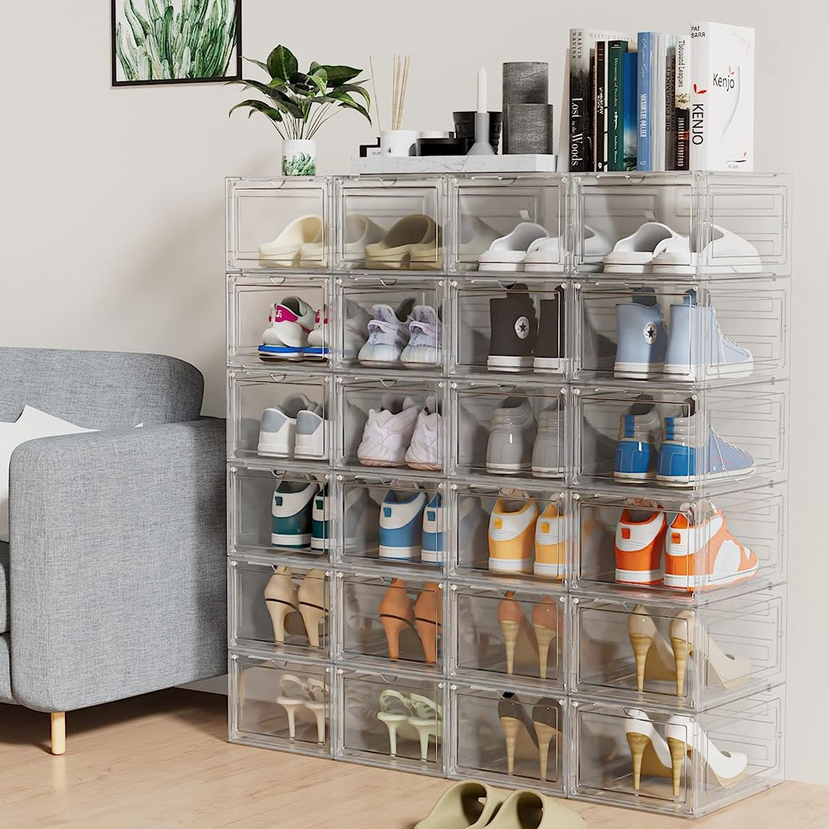 Foto 7 | Cajas De Zapatos Apilables Organizador Transparente 10 Piezas